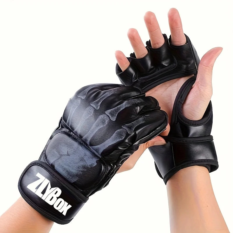 PU Half-Finger Boxing Gloves (1 Pair)