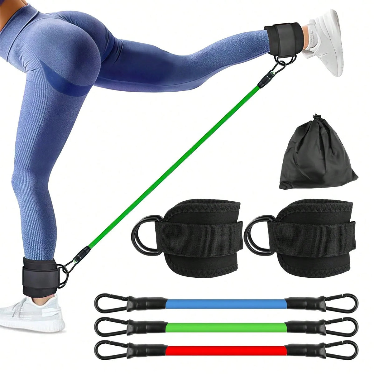 3-Pack Ankle Resistance Bands, Ankle Bands for Working Out with Cuffs