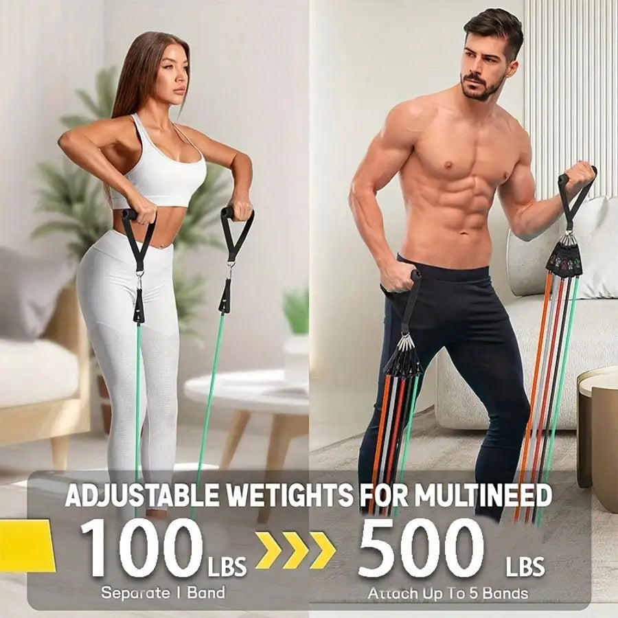 11-Piece Resistance Bands Set w/Anchor Handles for Home Fitness & Relaxation