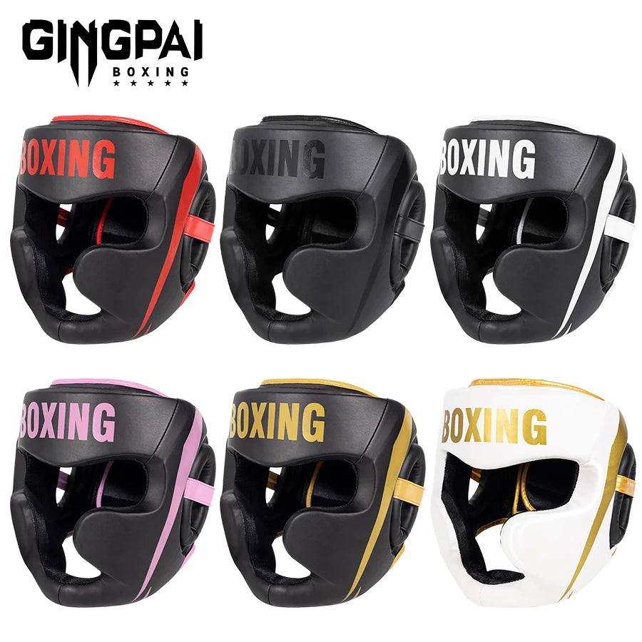 6-Color Leather Boxing Headgear