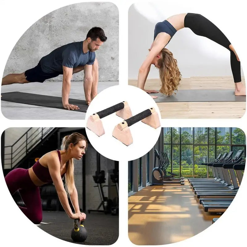 Wooden Push-Up Stand, Non-Slip Push-Up Bars