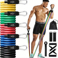 11-Piece Resistance Bands Set w/Anchor Handles for Home Fitness & Relaxation
