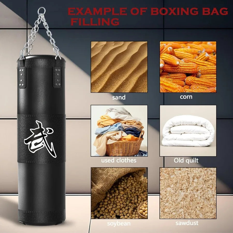 4ft Heavy Punching Bag Set with Gloves