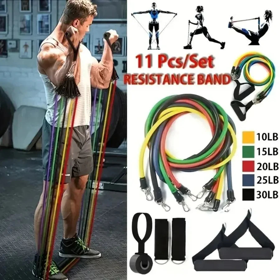 11pcs/Set Pull Rope, Resistance Bands, Portable Fitness Equipment, Ankle Strap, Chest Expander