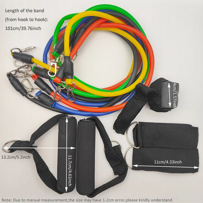 11pcs 100/150LB Resistance Bands Set, Portable Fitness Equipment