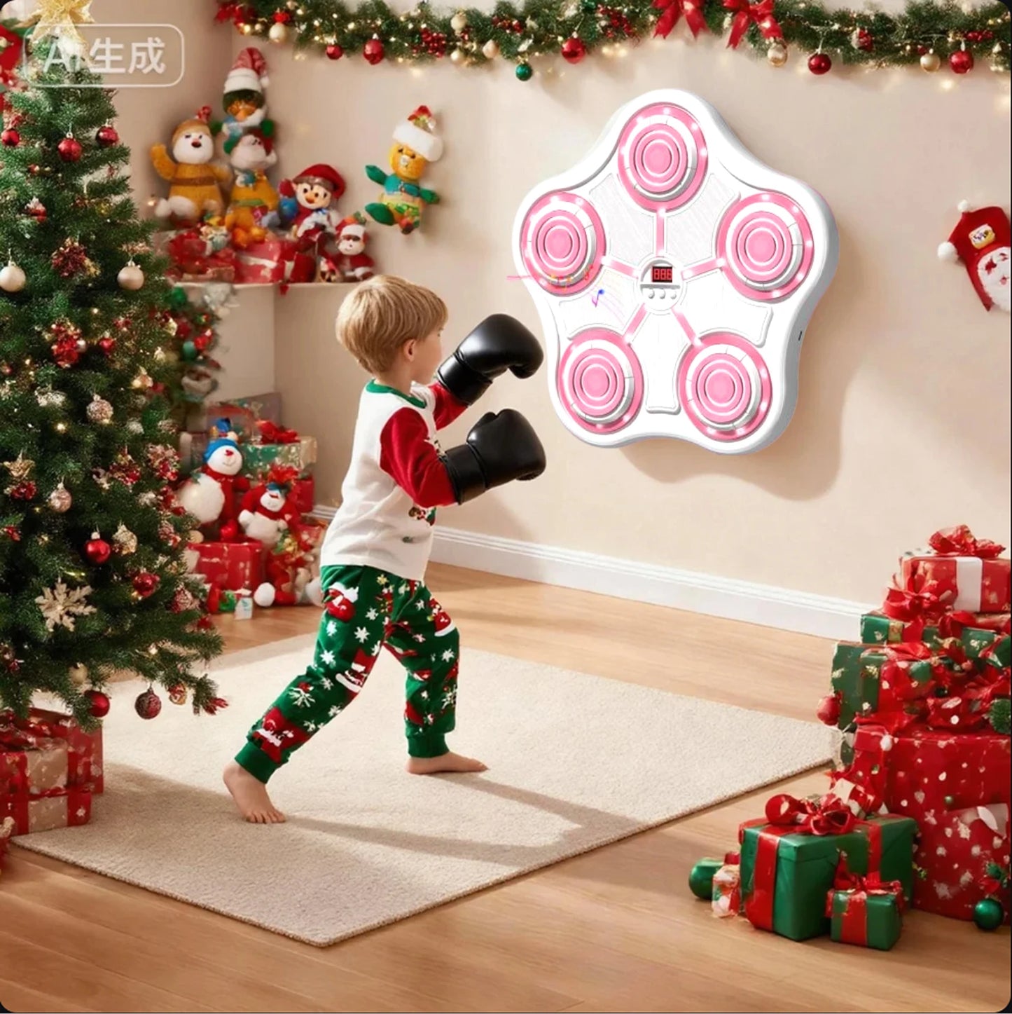 Smart Music Boxing Machine, Wall-Mounted, Adjustable Height