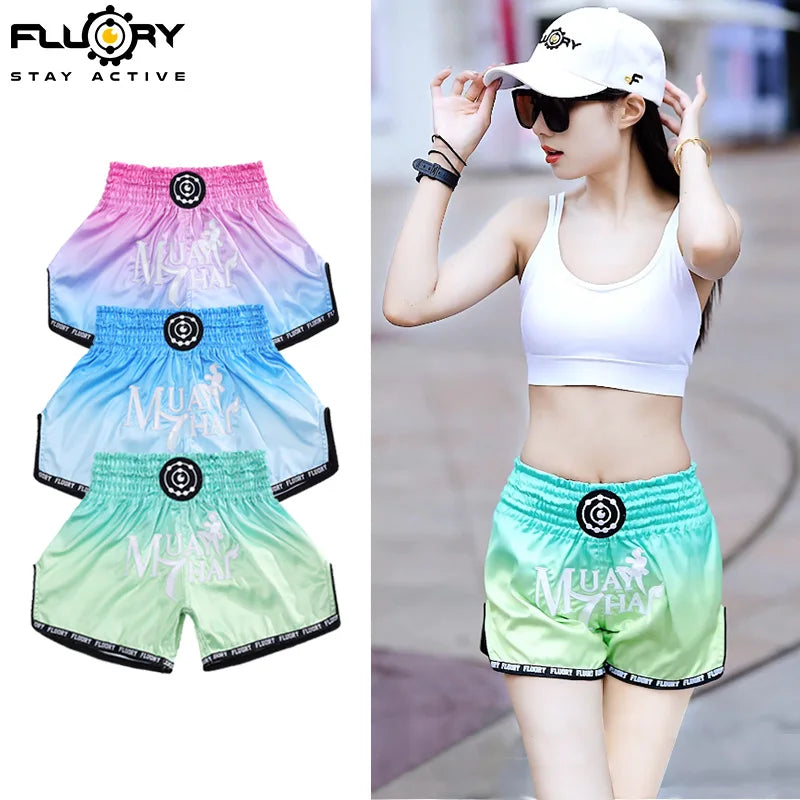 Floral Beautiful Gradient Women's Muay Thai Shorts Fighting Martial Arts