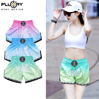 Floral Beautiful Gradient Women's Muay Thai Shorts Fighting Martial Arts