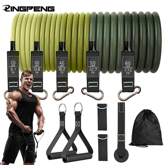 Resistance strap with handle: used for muscle training, strength building, body shaping