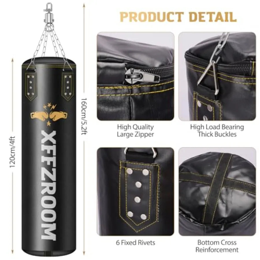 4ft PU Leather Heavy Boxing Bag Set