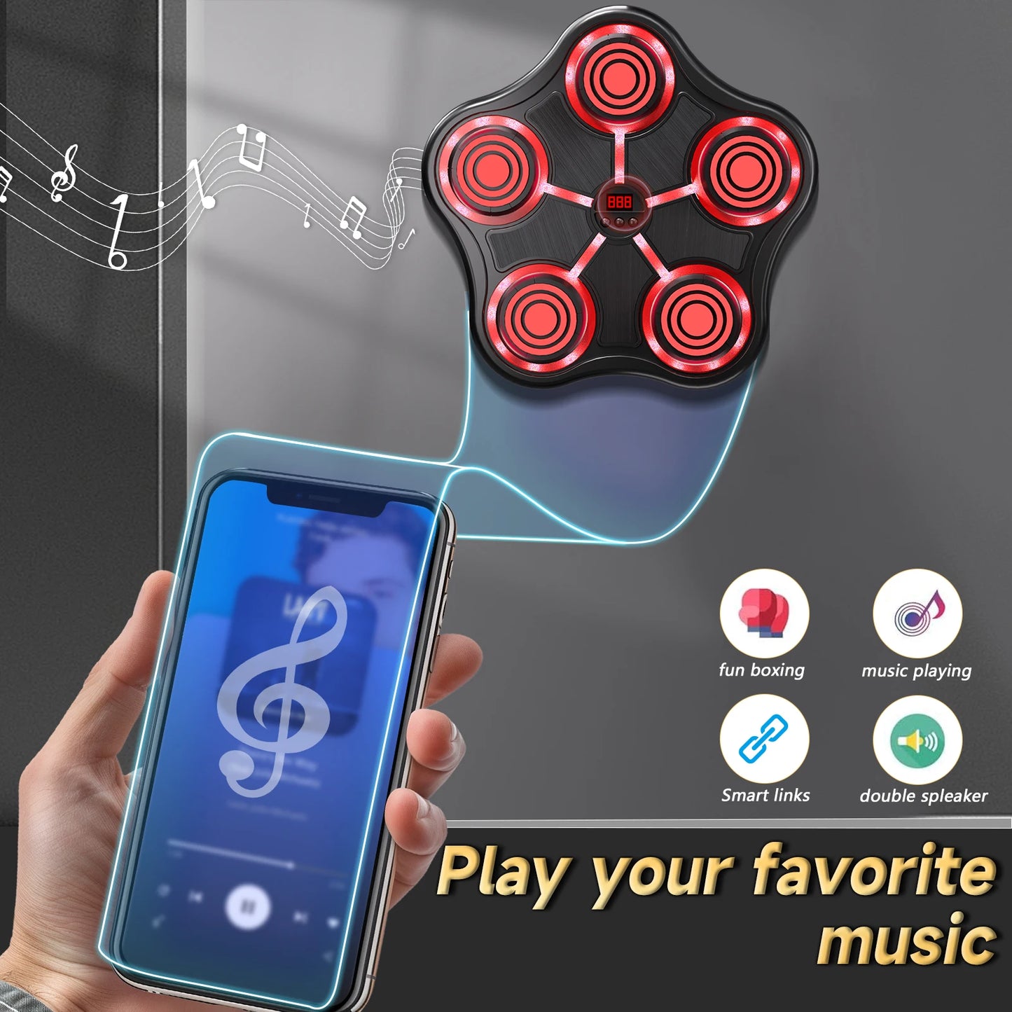 Smart Music Boxing Machine, Wall-Mounted, Adjustable Height