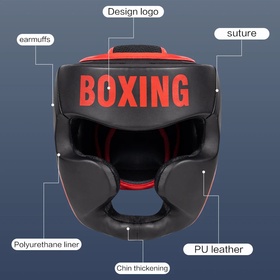 6-Color Leather Boxing Headgear