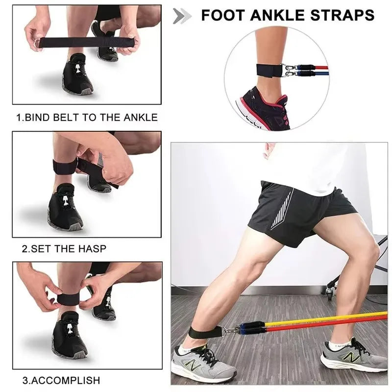 11pcs 100/150LB Resistance Bands Set, Portable Fitness Equipment