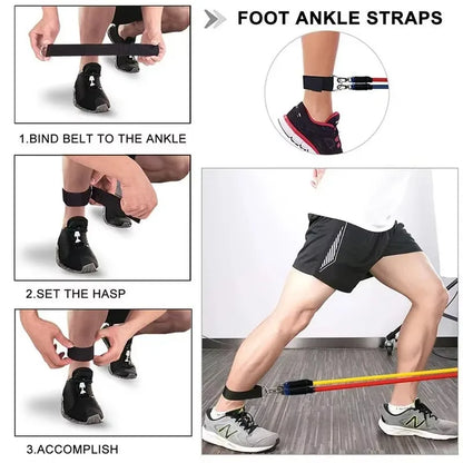 11pcs 100/150LB Resistance Bands Set, Portable Fitness Equipment