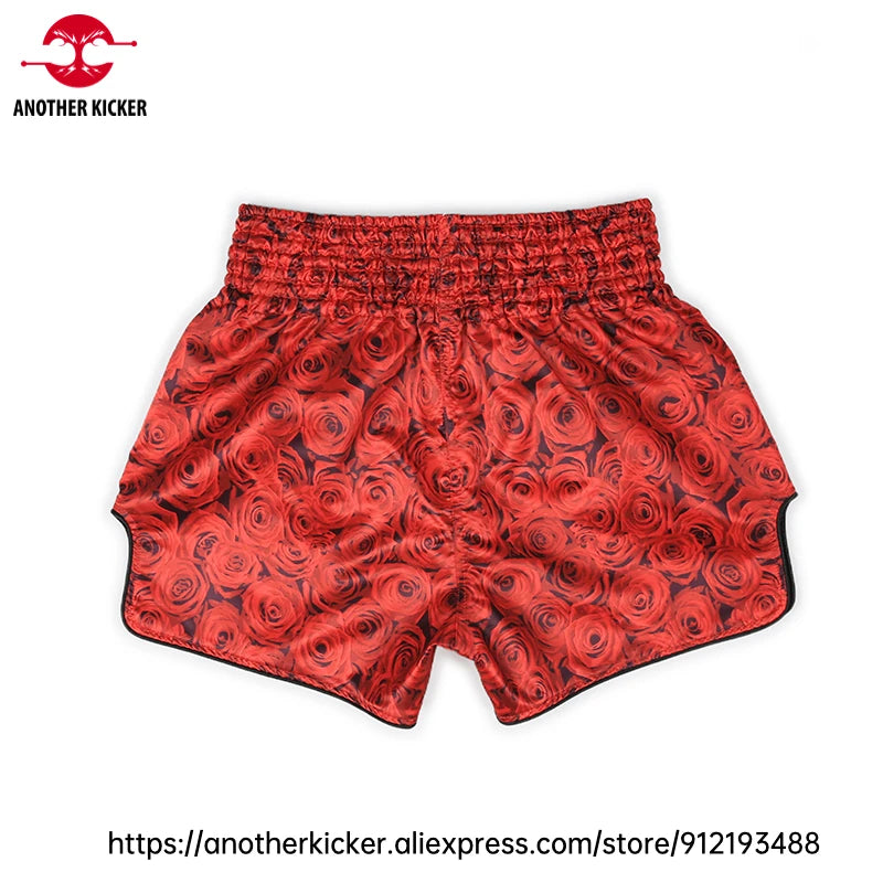Boxing Pants Women Men Muay Thai Shorts Youth Adult Roses BJJ MMA Training Shorts Fitness Workout Boxer Fight Kickboxing Shorts