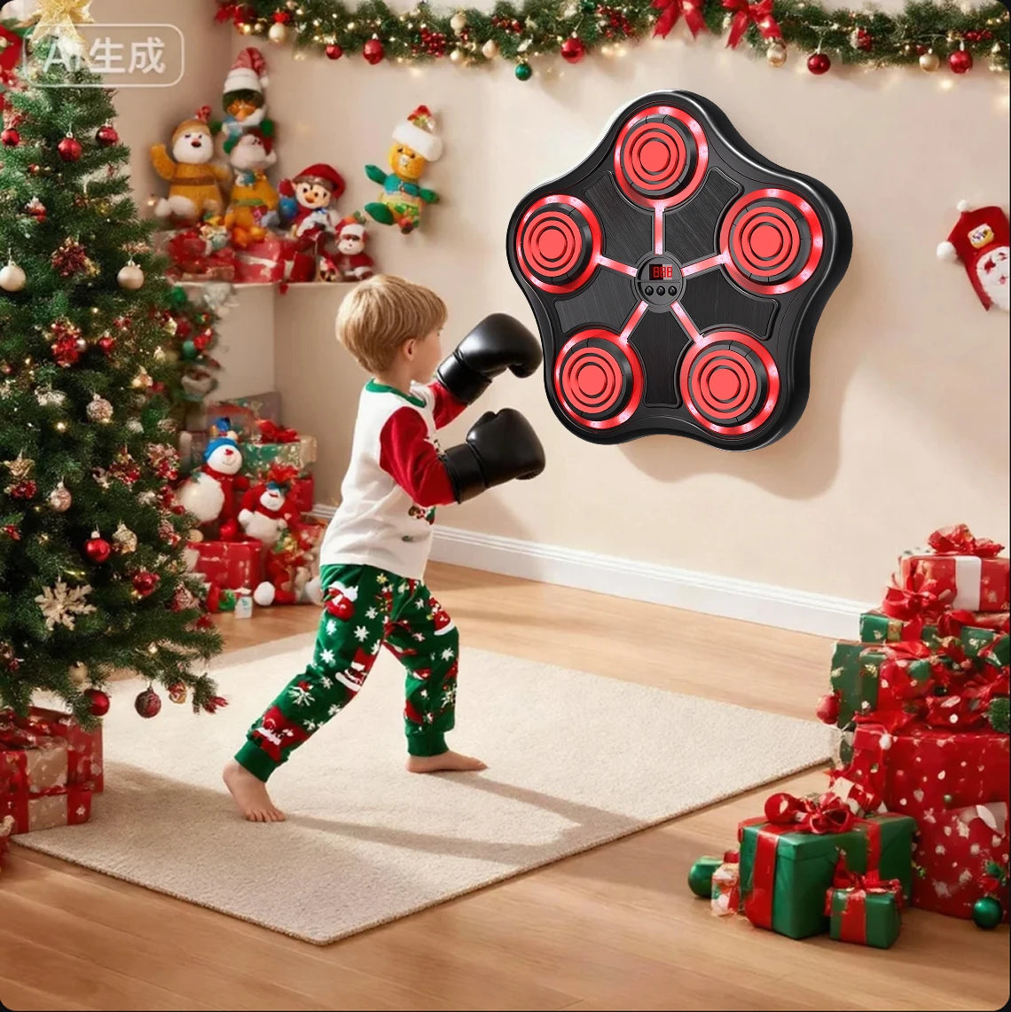 Smart Music Boxing Machine, Wall-Mounted, Adjustable Height