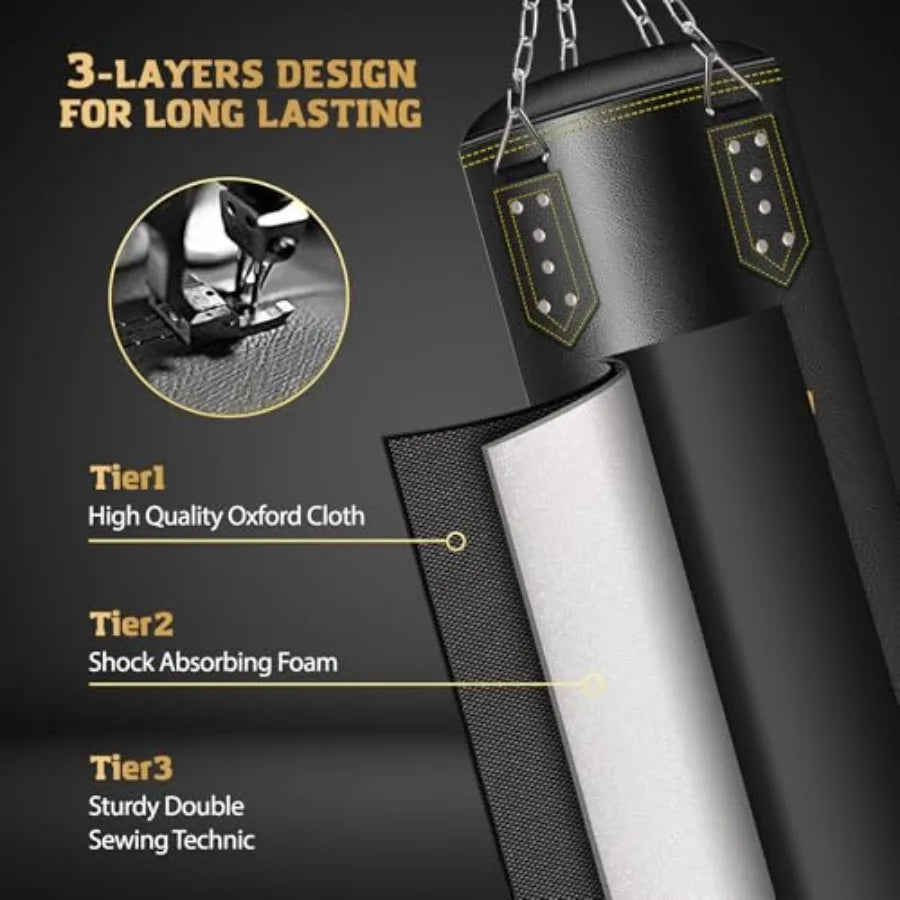 4ft PU Leather Heavy Boxing Bag Set