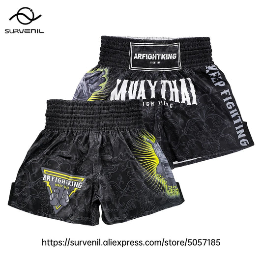 Muay Thai Shorts Satin Boxing Shorts Men Women Gym Combat Martial Arts