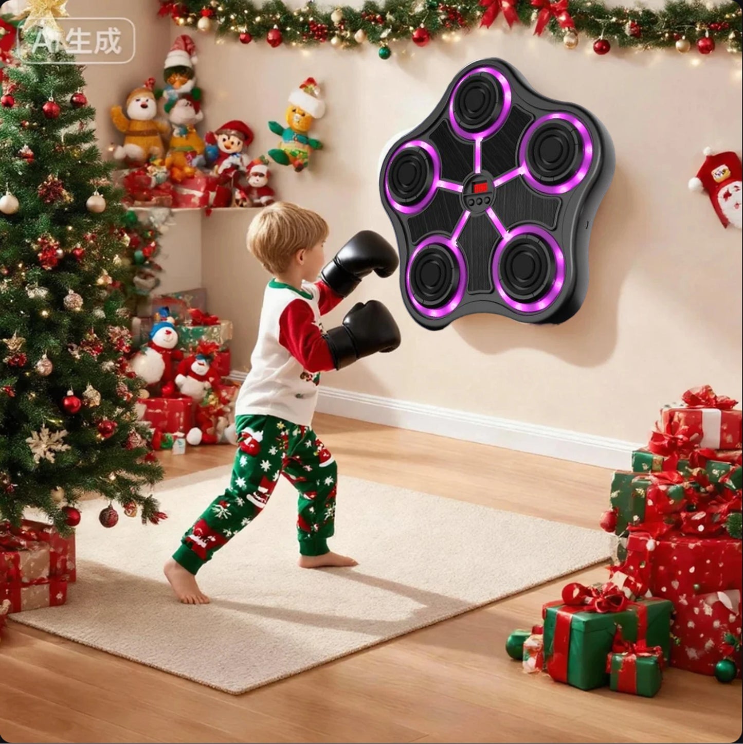 Smart Music Boxing Machine, Wall-Mounted, Adjustable Height