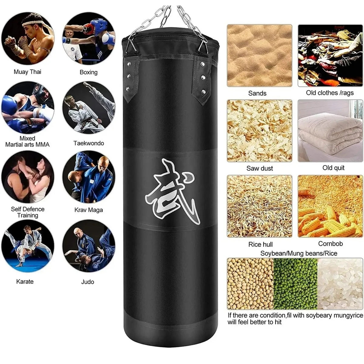 120cm Heavy Boxing Punch Bag Set