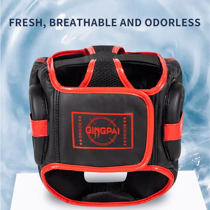 6-Color Leather Boxing Headgear