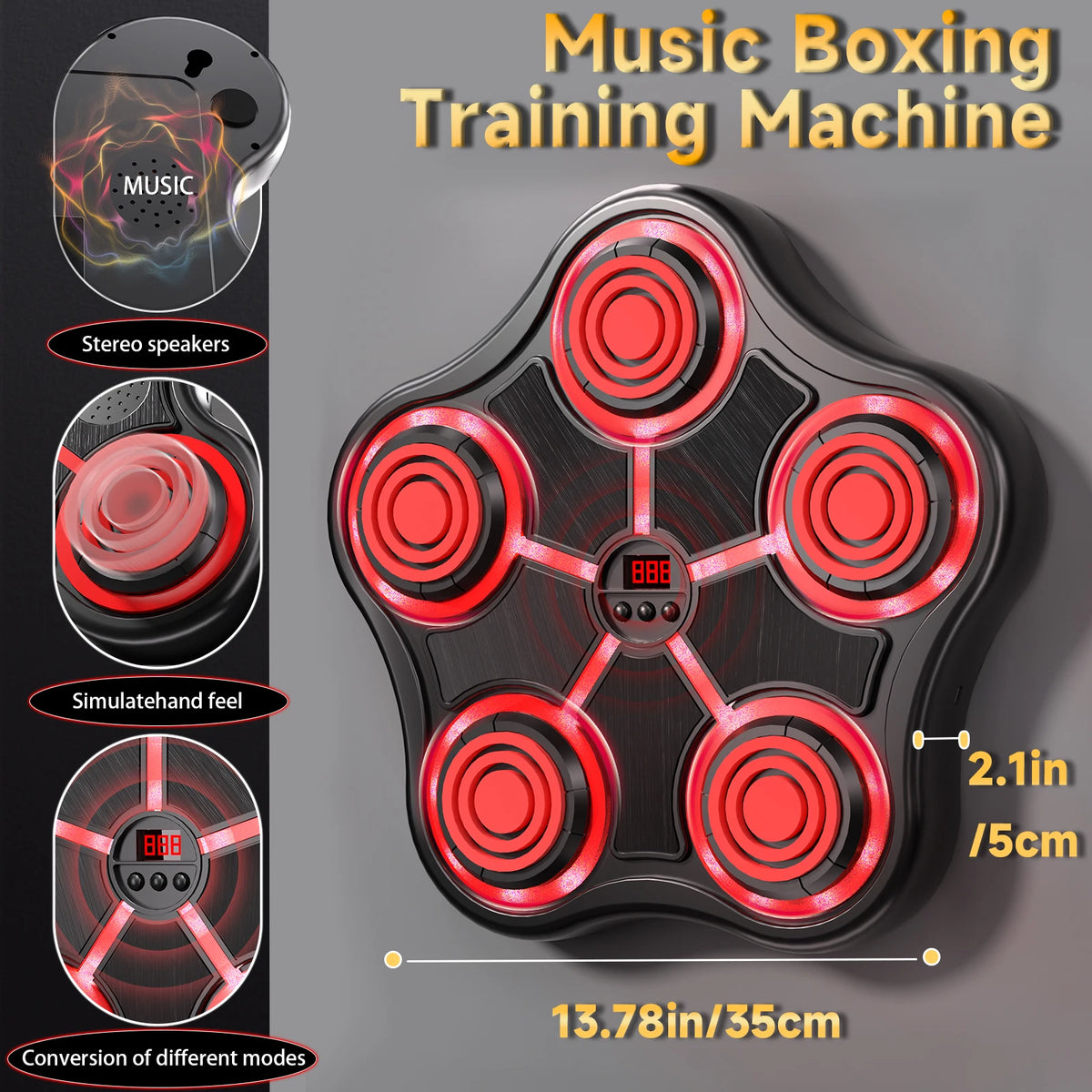 Smart Music Boxing Machine, Wall-Mounted, Adjustable Height
