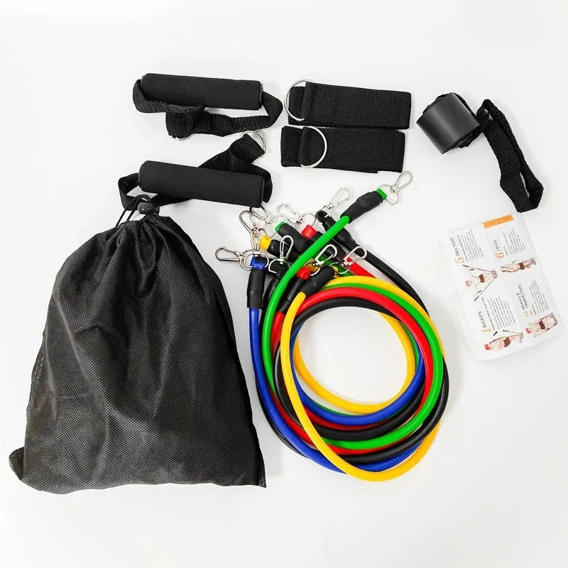 11pcs 100/150LB Resistance Bands Set, Portable Fitness Equipment