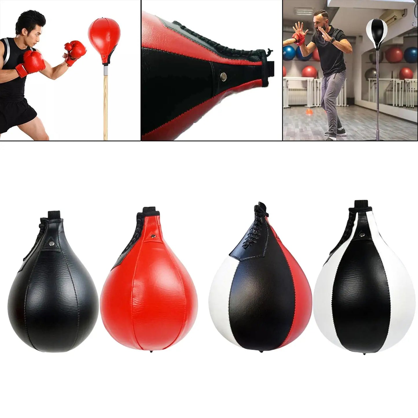 PU Leather Boxing Ball Punch Bag Speedballs Fitness Pear-Shaped Mma Training