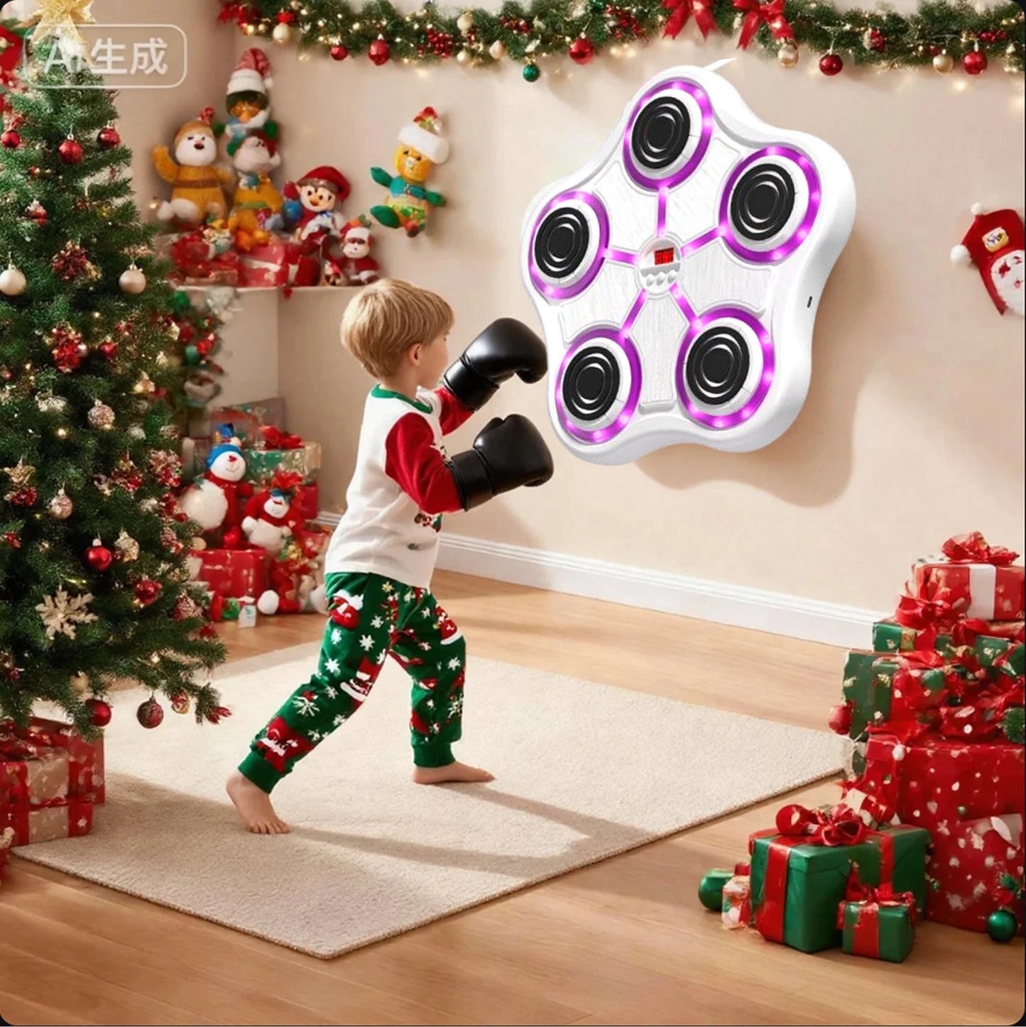 Smart Music Boxing Machine, Wall-Mounted, Adjustable Height