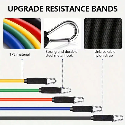 11-Piece Resistance Bands Set w/Anchor Handles for Home Fitness & Relaxation