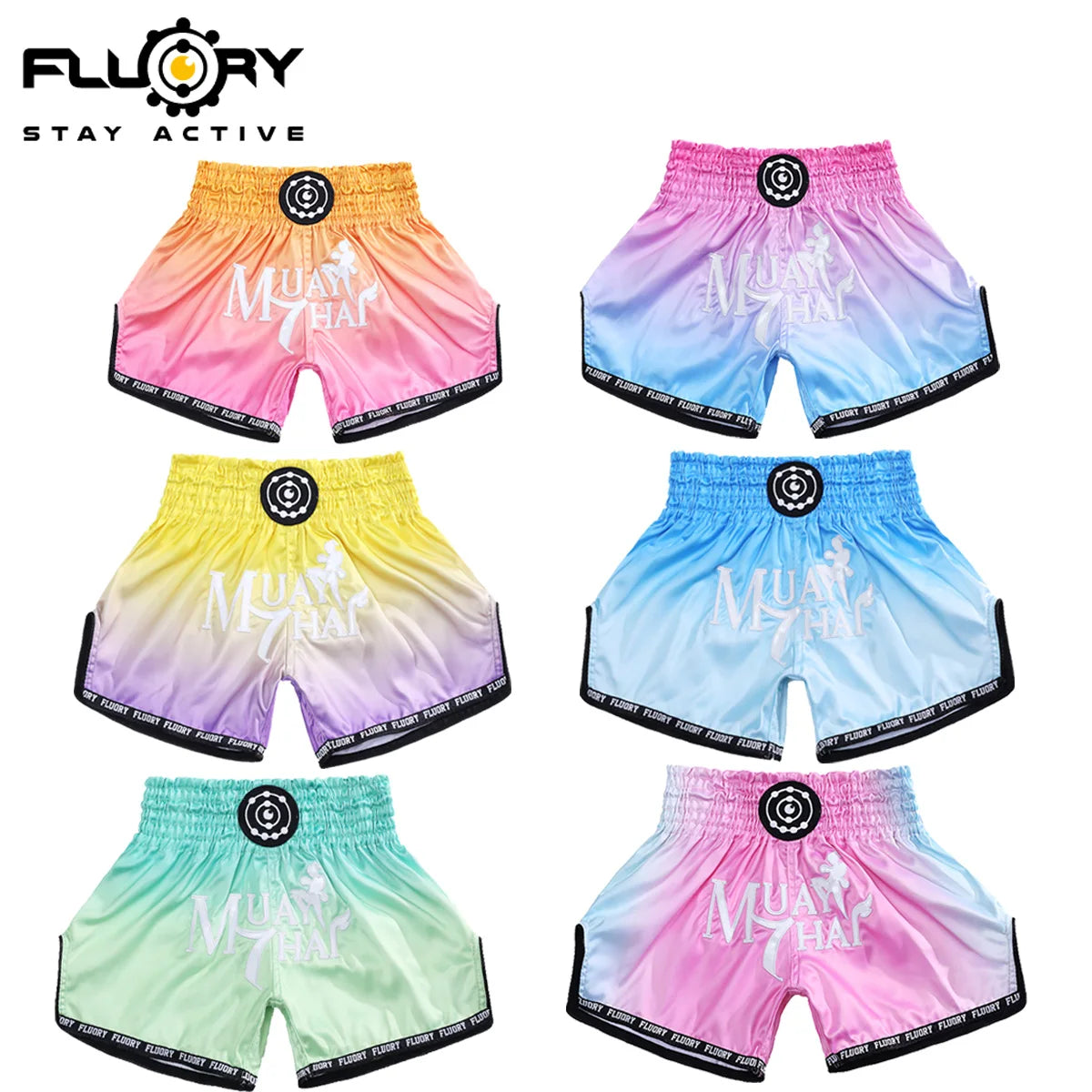 Floral Beautiful Gradient Women's Muay Thai Shorts Fighting Martial Arts