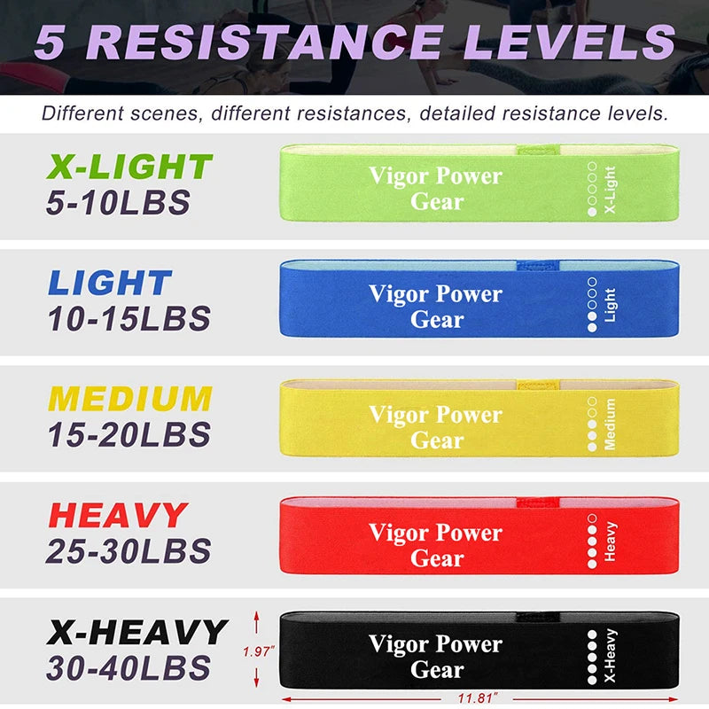 5-Pack Booty Bands, Fabric Resistance Bands for Glutes