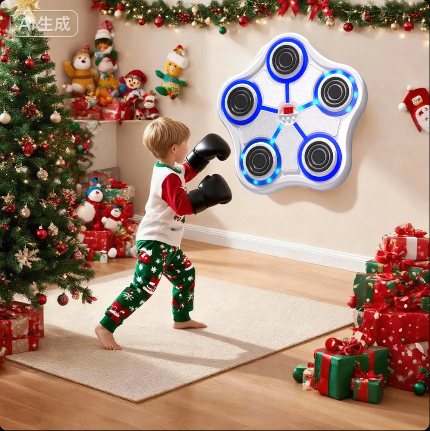 Smart Music Boxing Machine, Wall-Mounted, Adjustable Height